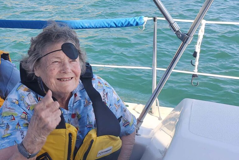 Alexis Pointe of Wimberley | Elizabeth thumbs up on boat