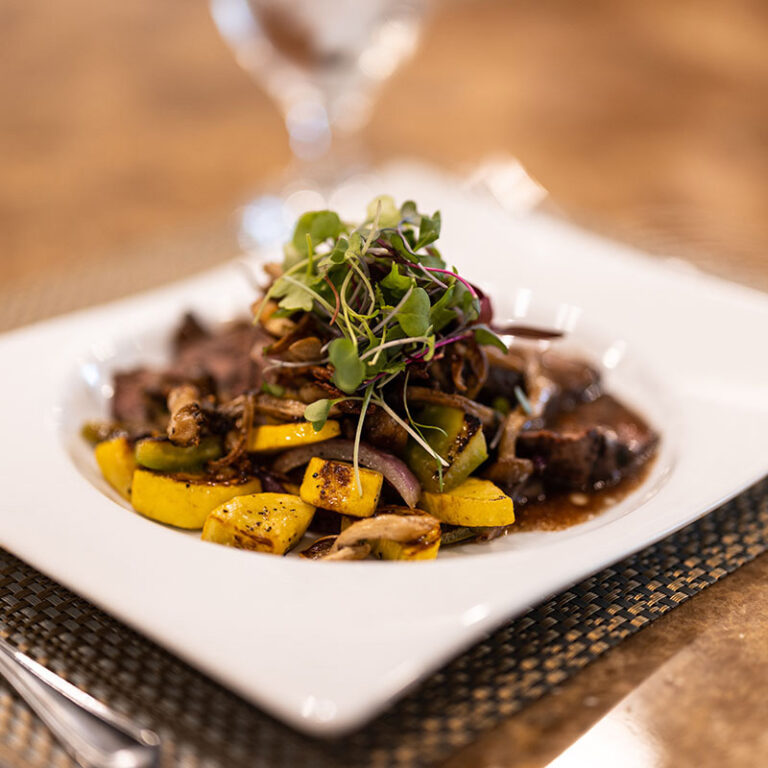 Autumn Wind | Beautiful plate of zucchini and beef chef-prepared dish