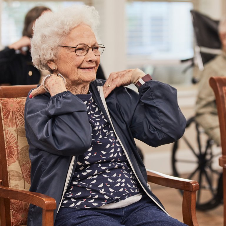 Clear Fork | Senior woman exercising in chair