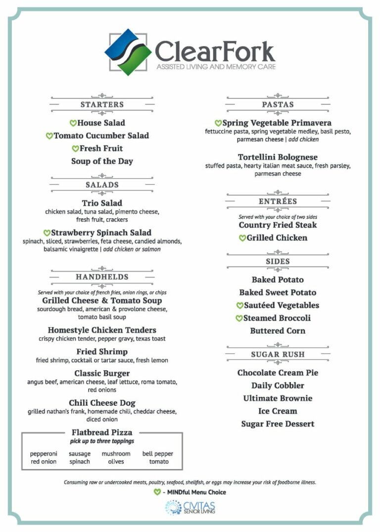 Clear Fork of Willow Park | 2024 Menu