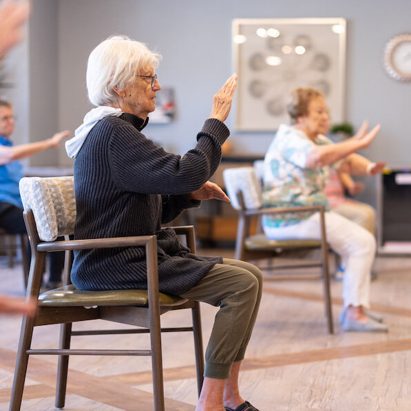 Double Creek | Senior woman participating in exercise class