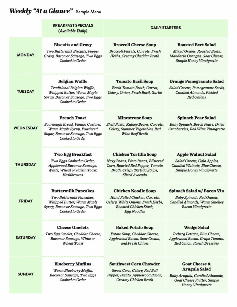 Passionate Dining | Sample Menu