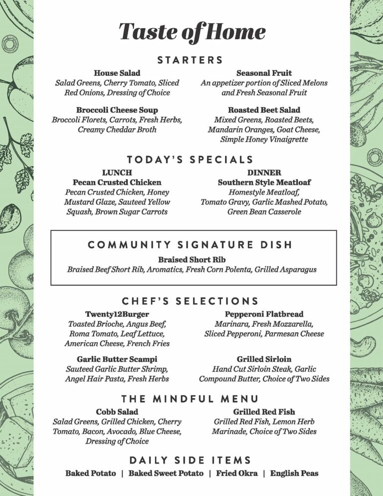 Passionate Dining | Sample Menu