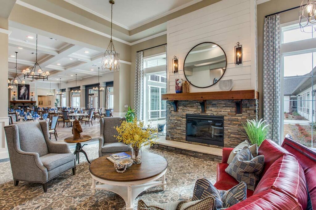 Harvest of Aledo | Front Lobby Fireplace