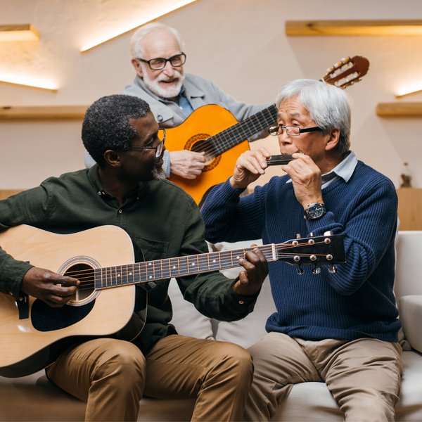 Ledgestone Senior Living | Senior men playing musical instruments together