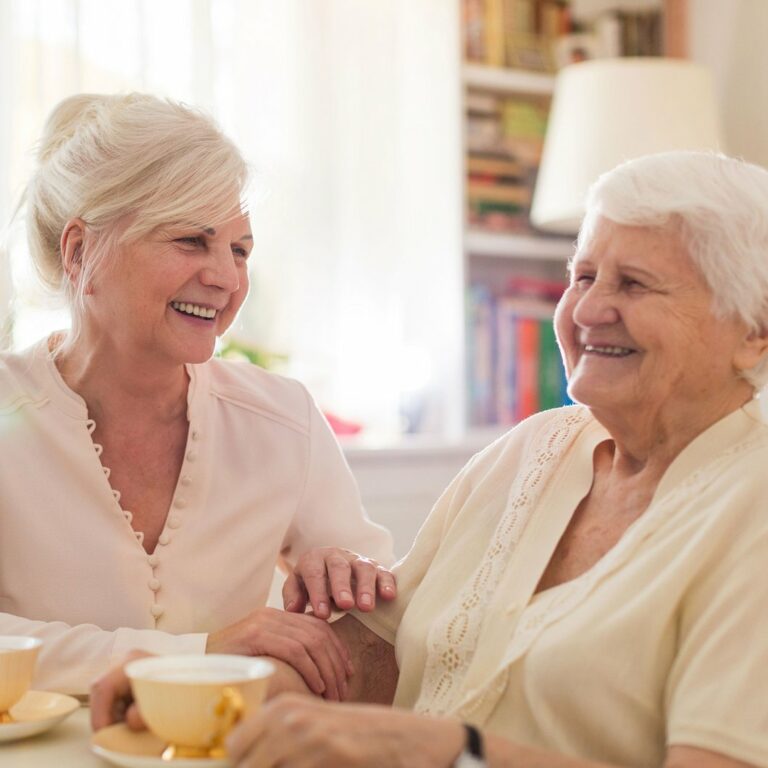 Legacy Oaks of Midlothian | Senior and her daughter having tea