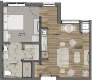 Stone Creek of Copperfield | Floorplan 1br 510 sq. ft.