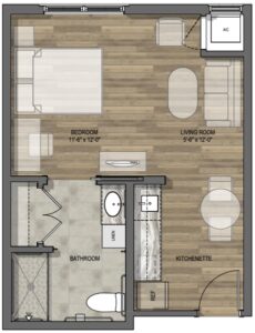 Stone Creek of Copperfield | Floorplan studio 420 - 470 sq. ft.