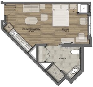 Stone Creek of Copperfield | Studio Floorplan 450 sq. ft.