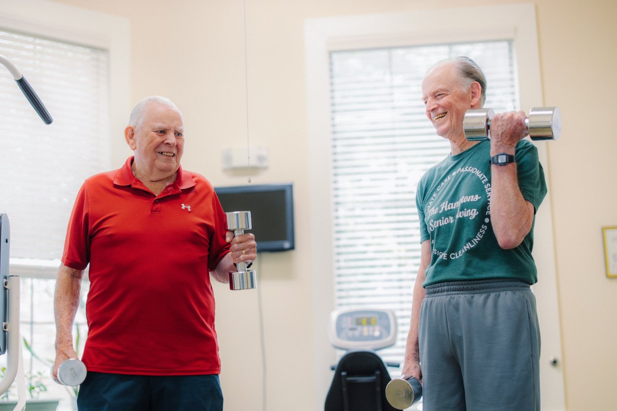 StoneCreek of North Richland Hills seniors know how to gain muscle after 60! Exercise classes, proper nutrition, and walking groups are just some of the ways we help residents keep moving and gaining strength.