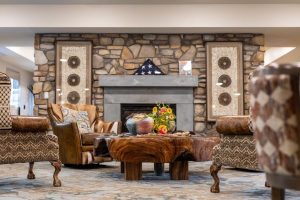 The Bluffs of Flagstaff | Common area with a fireplace