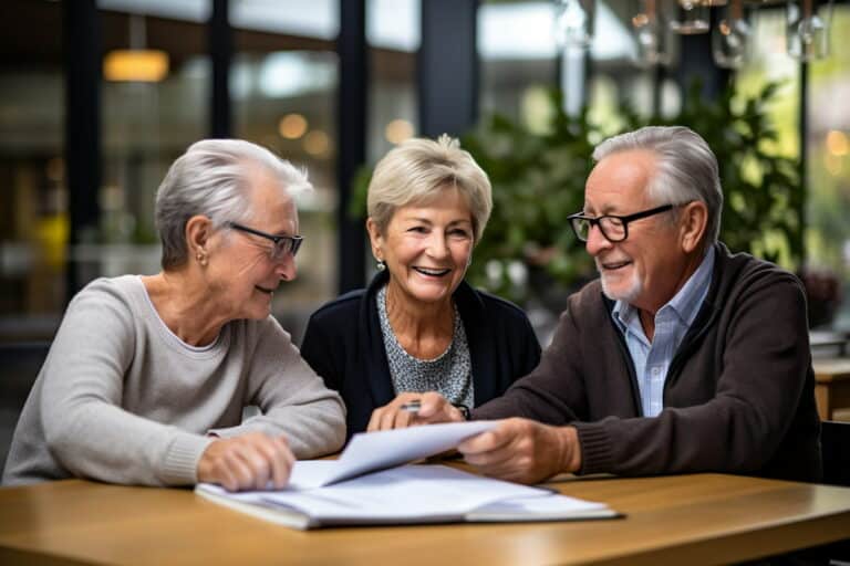 Civitas Senior Living | Seniors laughing and reviewing paperwork