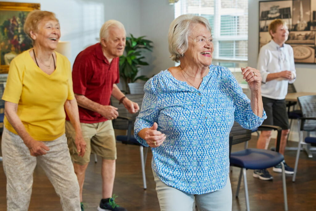 The Ridglea | Seniors exercising together