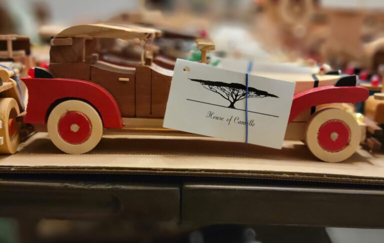 Valley View Senior Living | Side view of a handmade wooden car