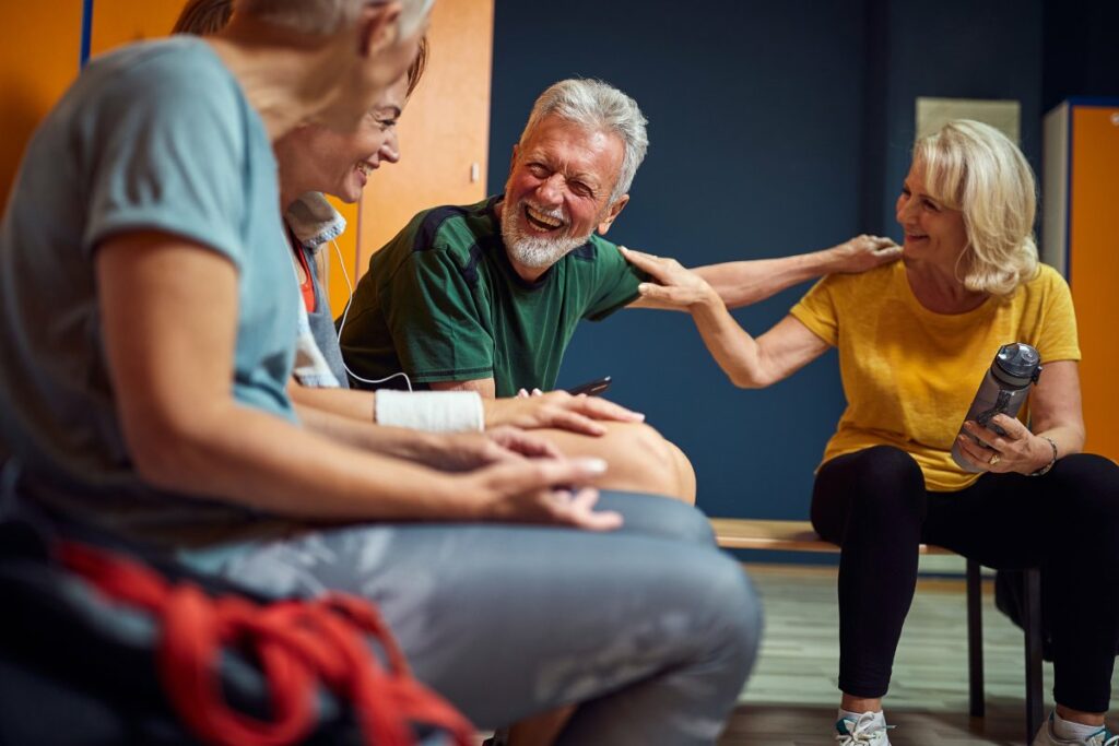 Tech Ridge Oaks | Group of seniors laughing after exercise