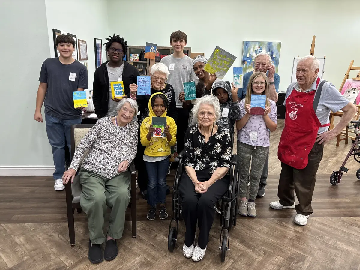 Students Paint Kindness Rocks with Seniors | Double Creek