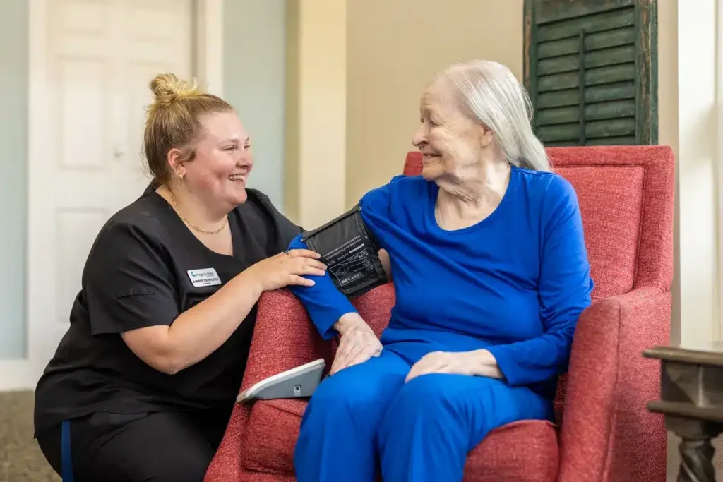 Resident receiving medical care onsite