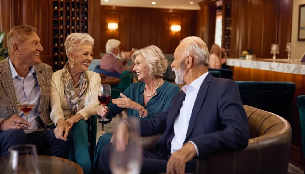 Seniors in wine and cocktail lounge
