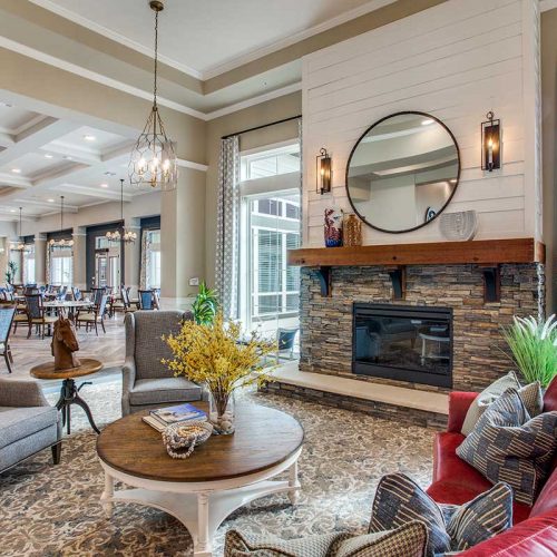 Harvest of Aledo | Front Lobby Fireplace